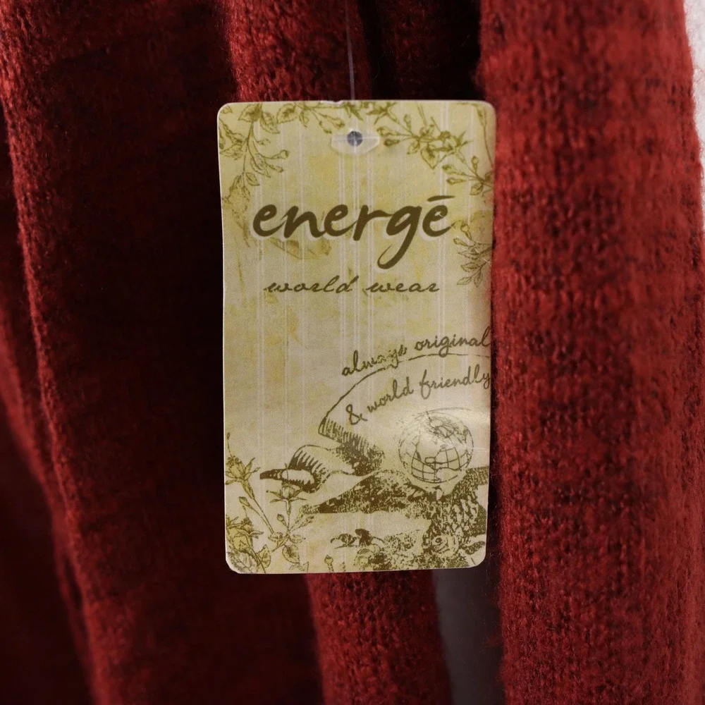 New W/Tag Energe World Wear Women's Red Open Weave Knit Cardigan‎ Sweater Size S